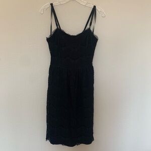Monteau Black Lace Mini Dress with Spaghetti Straps Medium Evening Party Prom